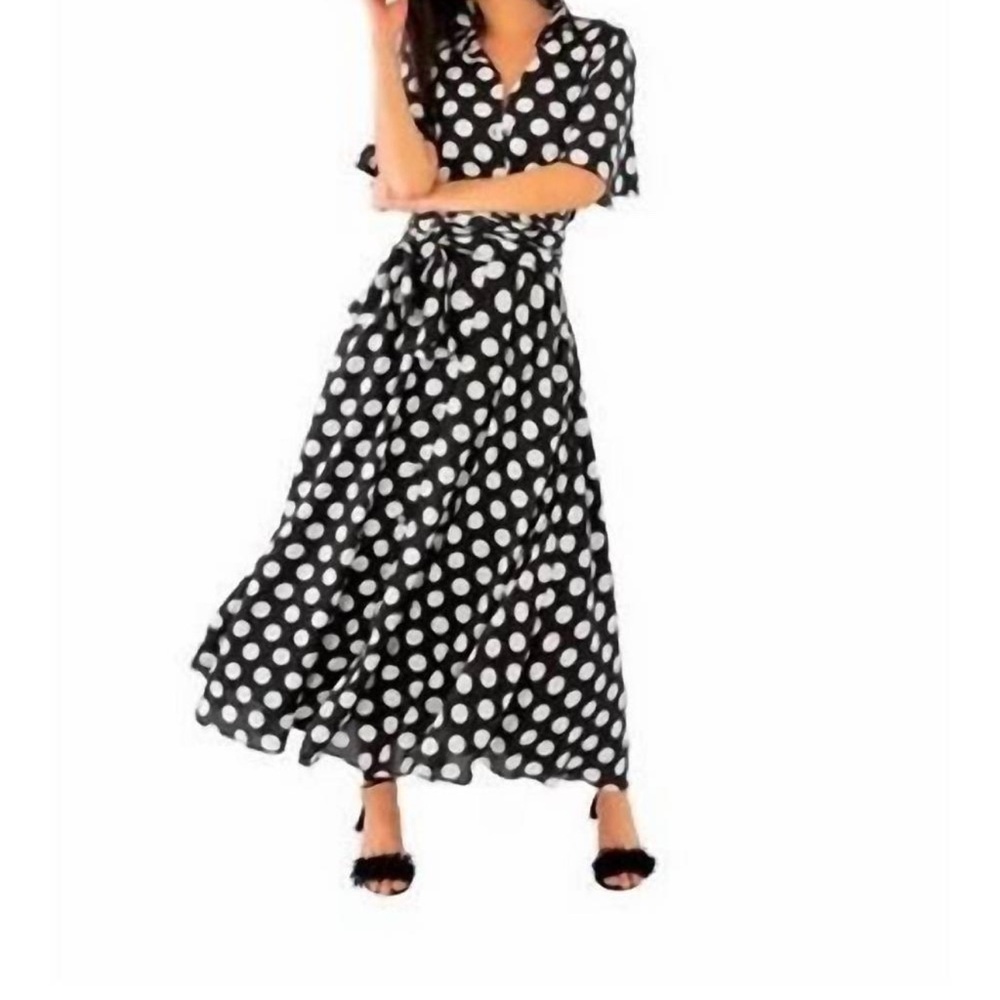 Gretchen Scott Designs Panache Black and White Polka Dot Dress size L
